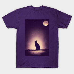 Mystical Cat in the Moonlight T-Shirt